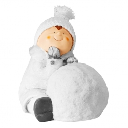 Figurka chłopiec ze śnieżną kulą 32 cm 946849