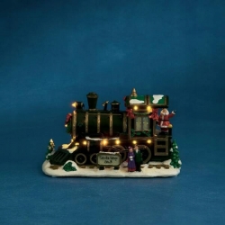 Figurka świąteczna lokomotywa led święty mikołaj