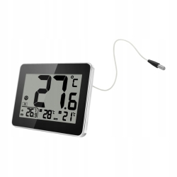 Stylowy termometr 10x8cm temp wew/zew + zegar brig