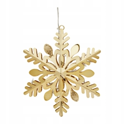 Gwiazda adwentowa led - płatek śniegu w kolorze złotym 23 cm