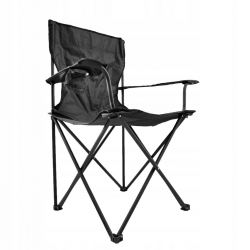 Krzesło wędkarskie campingowe czarne składane